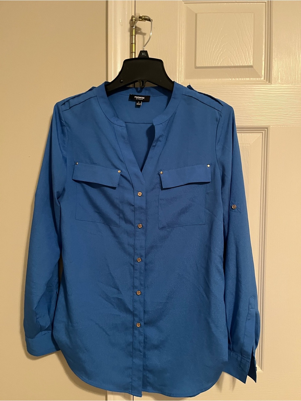Premise Royal Blue Button-Up Blouse